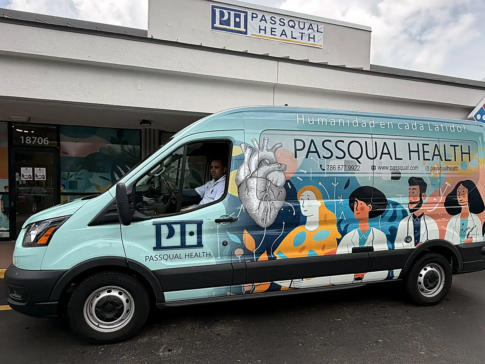 PassQual Health branded patient transportation van