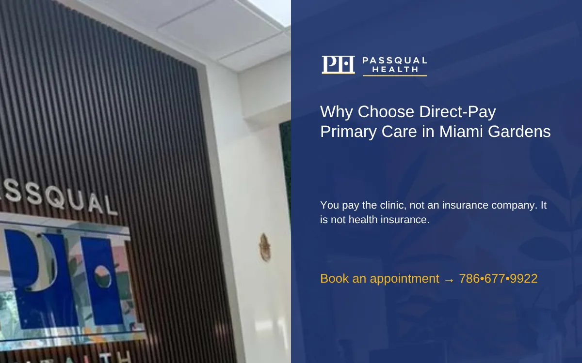 Dr. Hendry Pascual at PassQual Health's direct-pay clinic in Miami Gardens