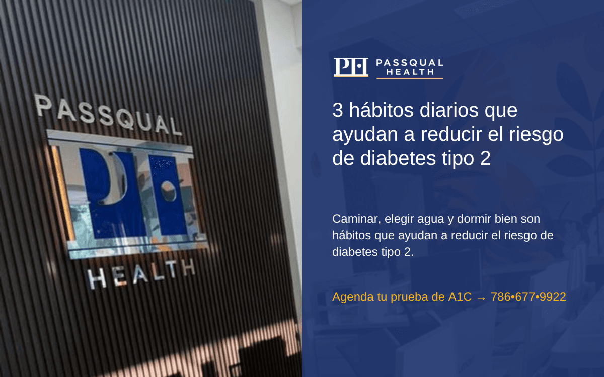 Adulto caminando en un parque de Miami Gardens como parte de hábitos saludables para reducir el riesgo de diabetes tipo 2